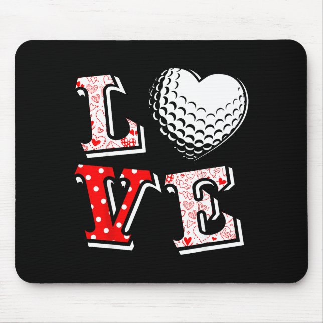 Mousepad Valentine Love Golf Heart Valentine Day Women Men  (Frente)