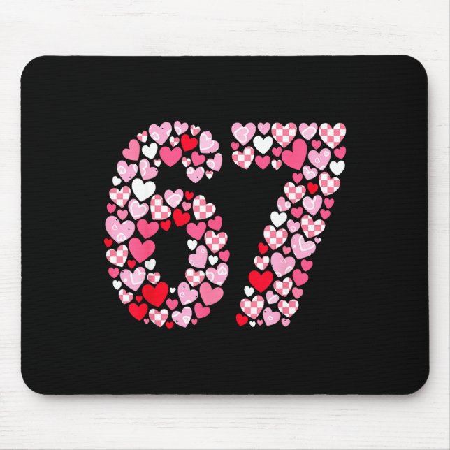 Mousepad Valentine’s Day 67 Hearts Romantic Funny Six Seven (Frente)