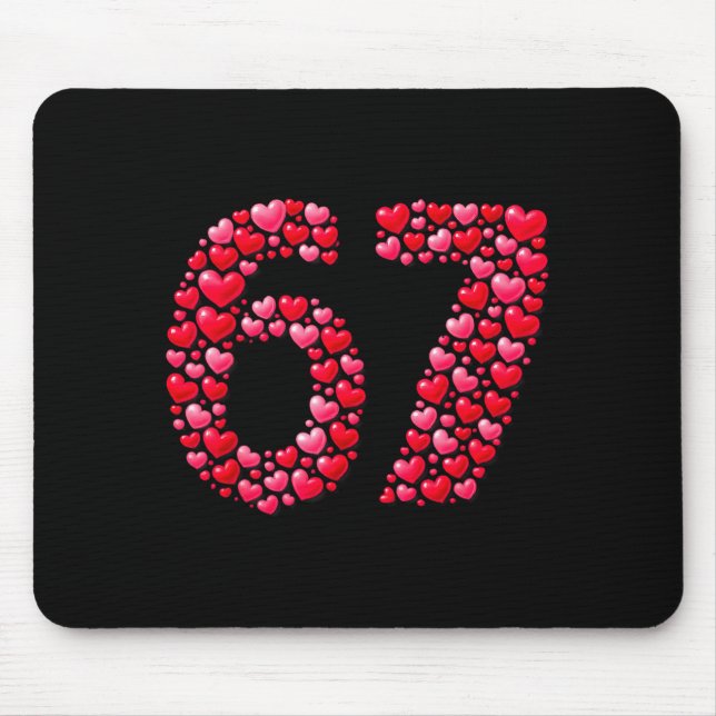 Mousepad Valentine’s Day 67 Six Seven 6 7 Valentine Hearts  (Frente)