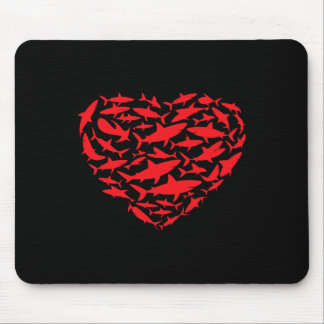 Mousepad Valentine Sharks Heart Sea Animal Lover Ocean Wild