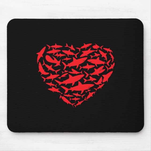 Mousepad Valentine Sharks Heart Sea Animal Lover Ocean Wild (Frente)