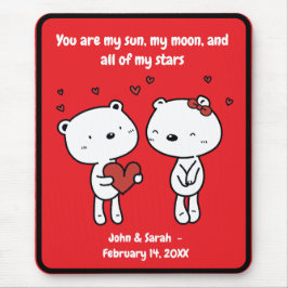 Mousepad Valentine's Day Bear Heart Joyful Love Laughter 