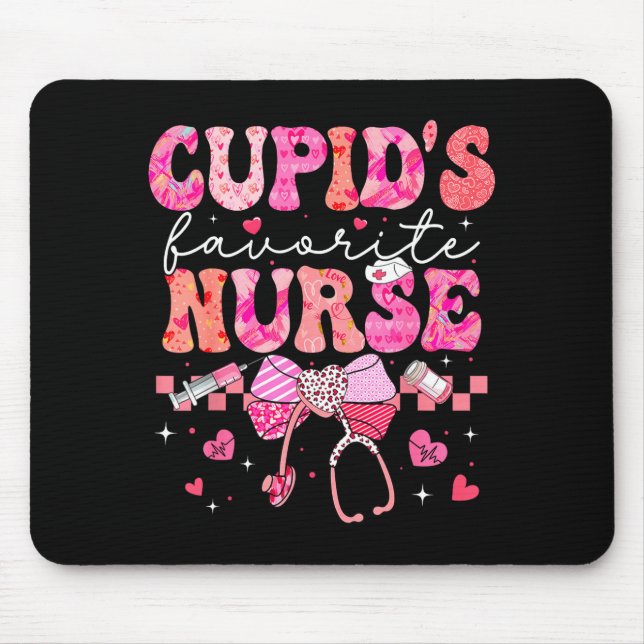 Mousepad Valentines Day Cud’s Favorite Nurse Heart Girl Wom (Frente)