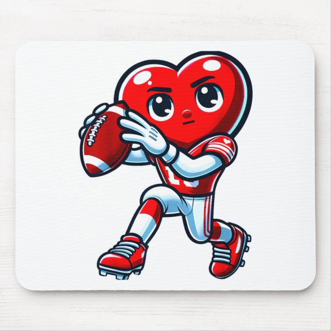 Mousepad Valentines Day Heart Quarterback Football Srts  (Frente)