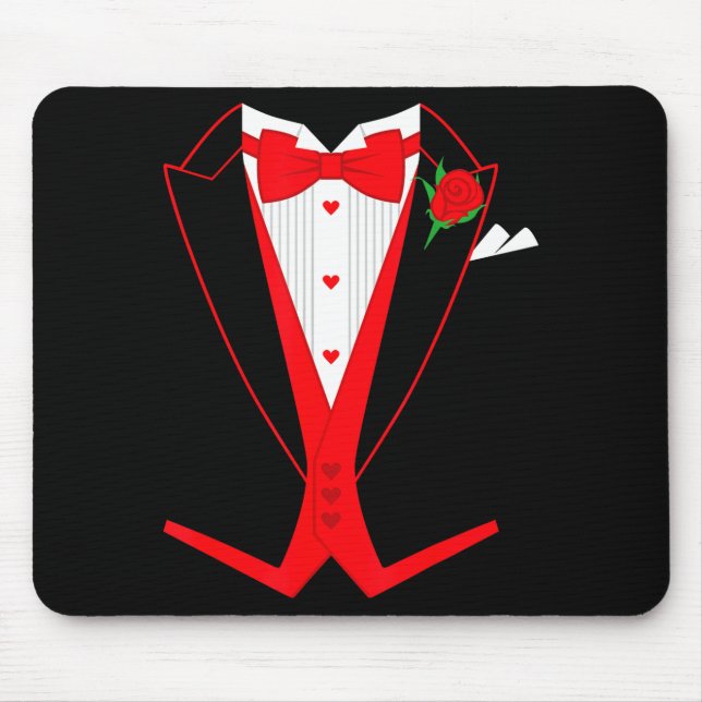 Mousepad Valentine's Day Tuxedo Red Bow Tie Costume For Guy (Frente)