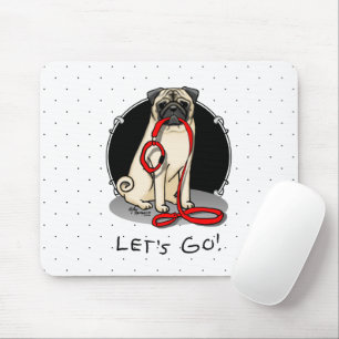Mousepad Vamos! (caminhada) Cachorro-Pug (desmazelado claro