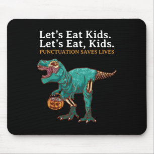 Mousepad Vamos Comer Crianças Dinossauro Zumbi Truque Trata