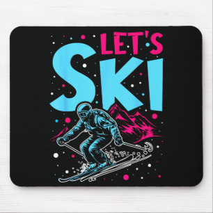 Mousepad Vamos esquiar, roupa de esqui vintage retrô anos 8