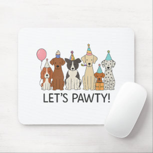 Mousepad Vamos Festejar Cachorros Fofos Celebração de Festa