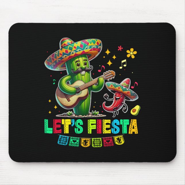 Mousepad Vamos Fiesta México Fiesta Taco Guitar Cacto Cinc (Frente)
