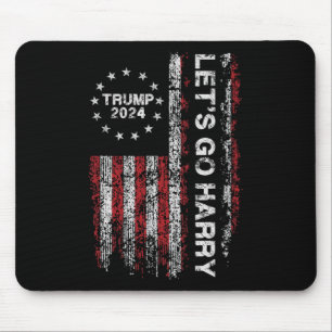 Mousepad Vamos Harry Divertido Trump 2024 Bandeira dos EUA