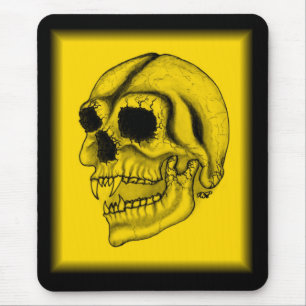 Mousepad Vampir Schädel schwarz gelb Zeichnung