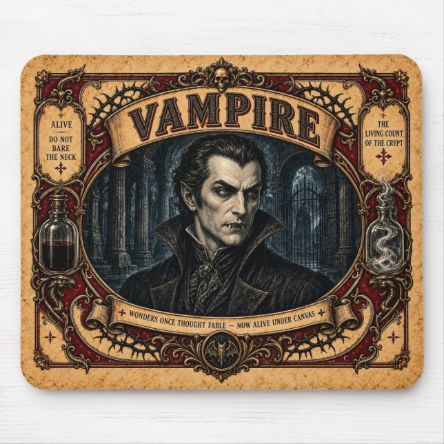 Mousepad Vampiro, Monstro de Circo Vintage (Frente)