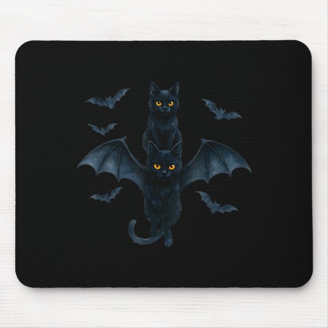 Mousepad Vamre Cat With Bat Wings _ Cute Soky Halloween Des (Frente)