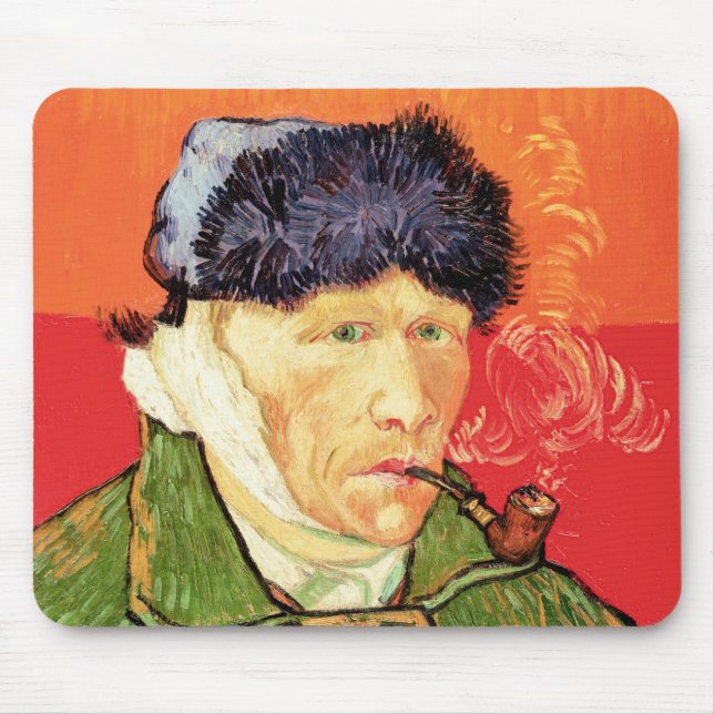 Mousepad Van Gogh - Autorretrato com Ouvido e Pipe Bandados (Frente)