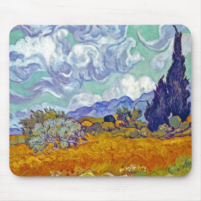 Mousepad Van Gogh - Campo de Trigo com Ciprestes (Frente)