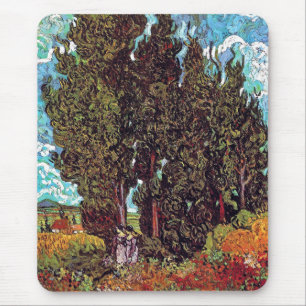 Mousepad Van Gogh - Ciprestes com Duas Figuras Femininas
