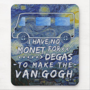 Mousepad Van Gogh Monet desgaseifica a noite estrelado da