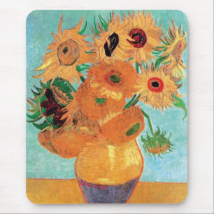 Mousepad Van Gogh - Natureza-morta com vaso de doze girassó