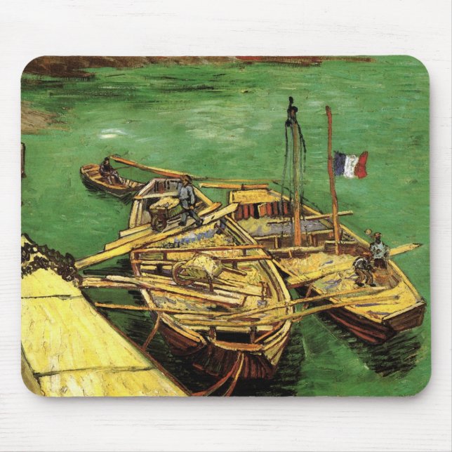 Mousepad Van Gogh Quay com Homens Descarregando Bargas de A (Frente)