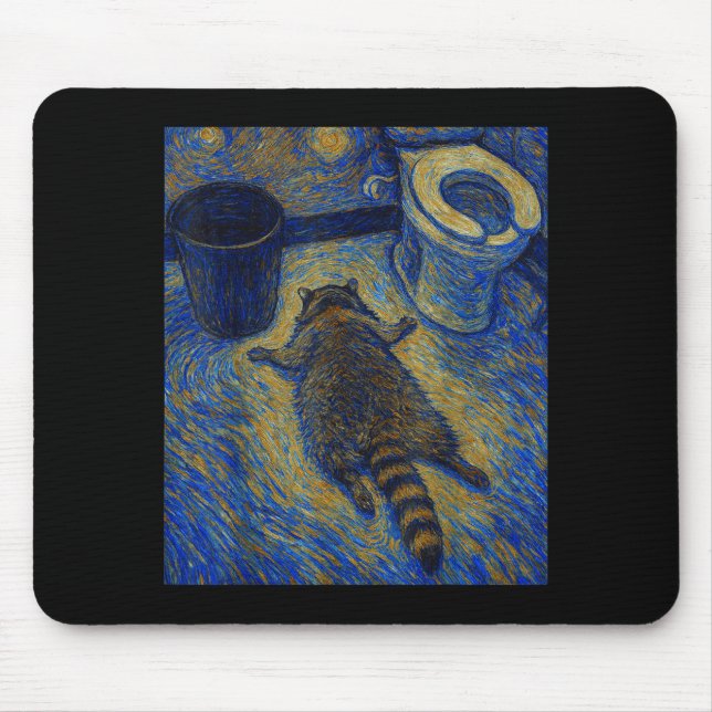 Mousepad Van Gogh Raccoon Drunk Pes Out In Bathroom Meme  (Frente)