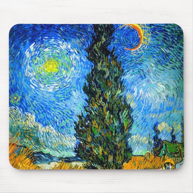 Mousepad Van Gogh Road com Cypress e Star (Frente)
