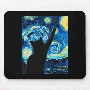 Mousepad Van Gogh Starry Night Cat Kitten