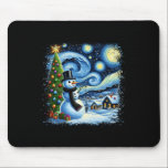 Mousepad Van Gogh Starry Night Christmas Snowman Noite Noit<br><div class="desc">Van Gogh Starry Night Christmas Snowman Snowman Night Xmas</div>