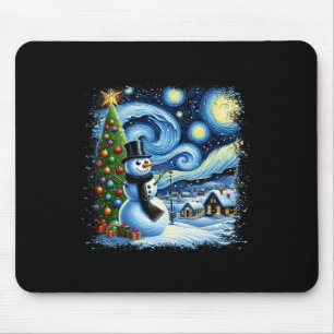 Mousepad Van Gogh Starry Night Christmas Snowman Noite Noit