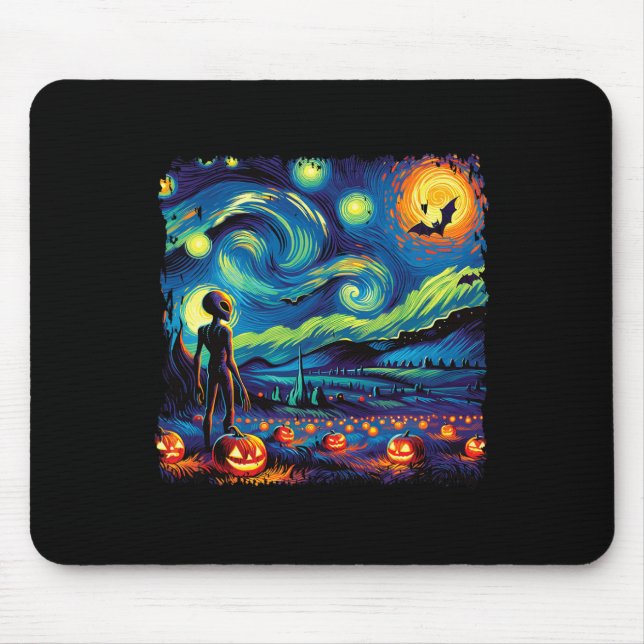 Mousepad Van Gogh Starry Night Man Halloween Fall Pum (Frente)