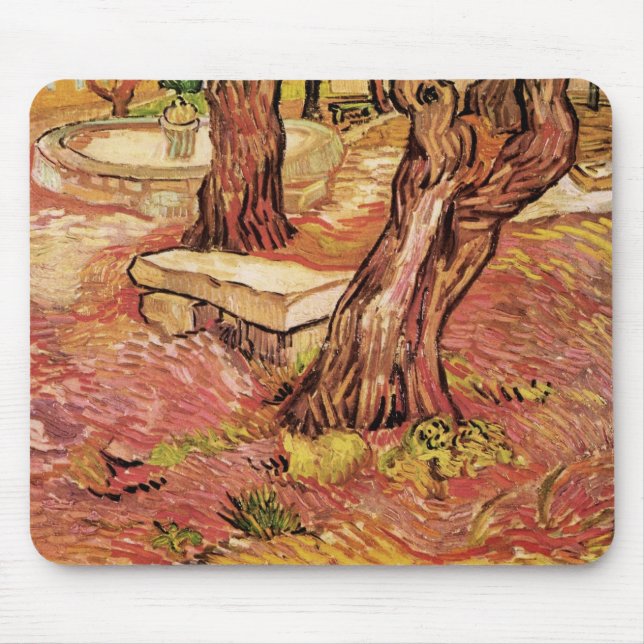 Mousepad Van Gogh Stone Bench em Jardim, Hospital Paul Rua (Frente)