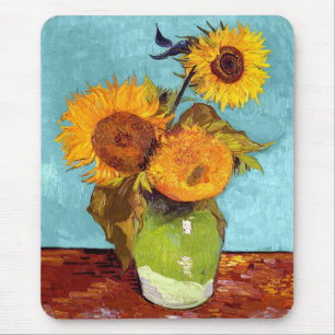 Mousepad Van Gogh - Três Girassóis Num Vaso - Arte Fina
