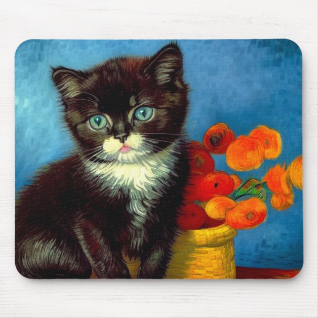 Mousepad Van Gogh Tuxedo Cat (Frente)