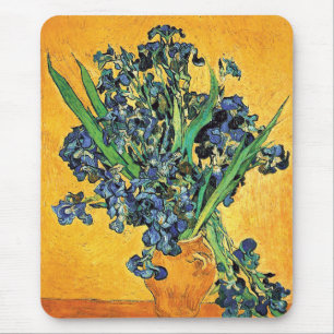 Mousepad Van Gogh - Vaso com Íris Fundo Amarelo