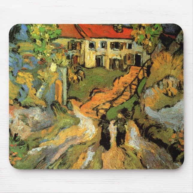 Mousepad Van Gogh Village Street e Steps Auvers, números (Frente)