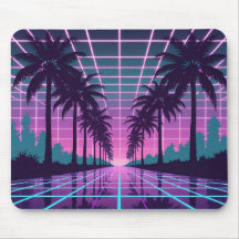 Vaporwave 80s Neon Grid Synthwave Poster