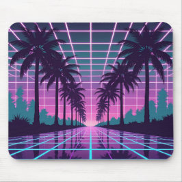Mousepad Vaporwave 80s Neon Grid Synthwave Poster