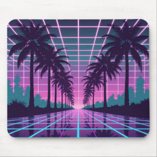 Mousepad Vaporwave 80s Neon Grid Synthwave Poster