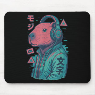 Mousepad Vaporwave Capybara Japonês Art Anime Manga Ukiyo -