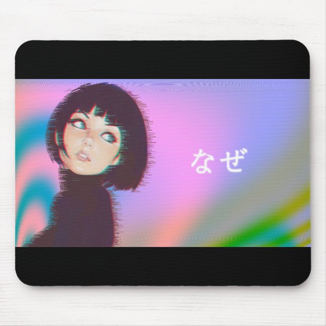 Mousepad Vaporwave Kawaii vapor wave Japanese girl (Frente)