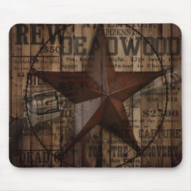 Mousepad vaqueiro primitivo da estrela de Texas do país (Frente)