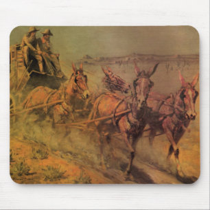 Mousepad Vaqueiros do vintage, o treinador do palco por