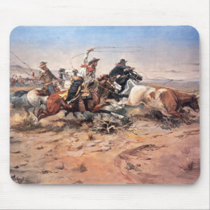 Mousepad Vaqueiros que roping um boi, 1897 (óleo em canvas