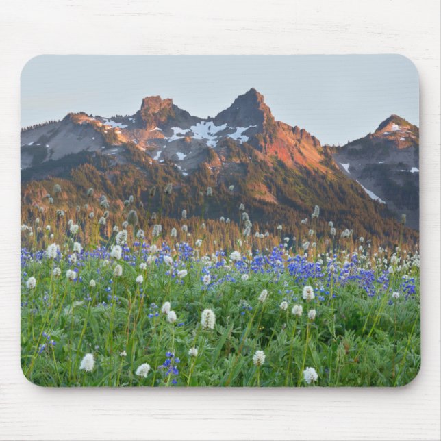 Mousepad Variação de Tatoosh e flores selvagens | Mt. Raini (Frente)