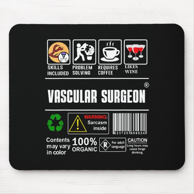 Mousepad Vascular Surgeon Doctor Job Label Sarcasm Skills C (Frente)