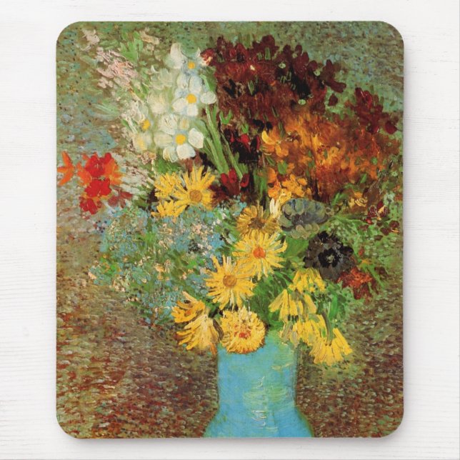 Mousepad Vase com Daisies e Anêmonas por Vincent van Gogh (Frente)
