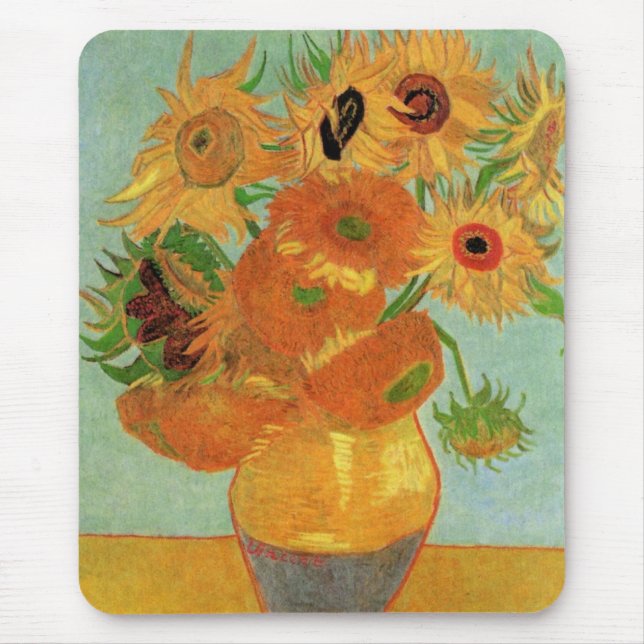 Mousepad Vase com doze girassóis por Vincent van Gogh (Frente)