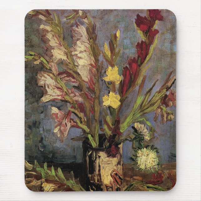 Mousepad Vase com Gladioli por Vincent van Gogh (Frente)