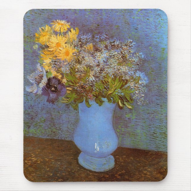 Mousepad Vase com Lilacs e Daisies por Vincent van Gogh (Frente)