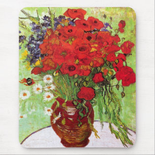 Mousepad Vase com margaridas e papagaios, Van Gogh
